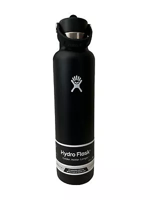 Hydro Flask 24 Oz Standard Mouth Bottle With Flex Straw Cap - Black • $32.50