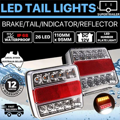 $34.15 • Buy 2X Submersible/Waterproof 26 LED Stop Tail Lights Kit Boat Truck Trailer Lights