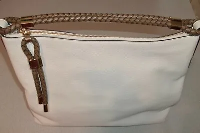 Michael Kors Collection Skorpios Optic White Top Zip Pebbled Leather Purse Bag • $599.99