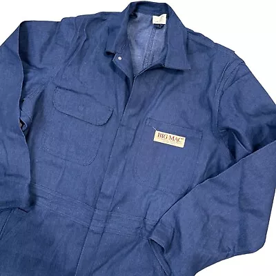 Vintage Big Mac Mens 40 R Blue Outdoor Workwear Denim Coveralls EUC • $49.99