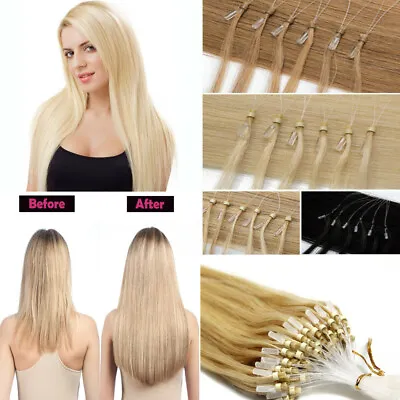 14 -26  Micro Loop Ring Beads Nano Russian Remy Human Hair Extensions 100s UK • £21