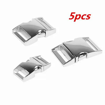 5pcs Silver Metal Buckle Webbing Strap Bag Fastener Side Release Clasp Clip New • £7.99