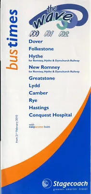 Stagecoach East Kent Bus Timetable - Wave Dover Folkestone Hastings - Feb 2010 • £1.49