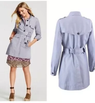 CABI #5296 Tanner Trench Coat Women’s Size M Lavender Linen Cotton Blend • $36.99