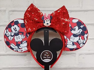 Disney Inspired Mickey Mouse Ears With Minnie Head Embellishment Limited Edition • £17.95