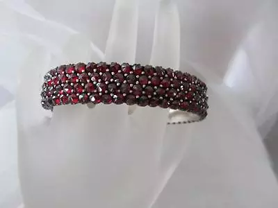 1800-1900's Vintage-Antique Victorian Rose-Cut Bohemian Garnet Bracelet (4) Rows • $673.20