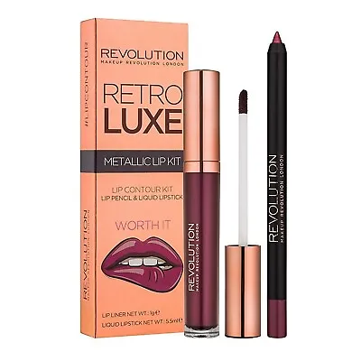 Revolution Lip Kit Retro Luxe Metallic Matte Liquid Lipstick Set  Shade Worth-It • £3.11