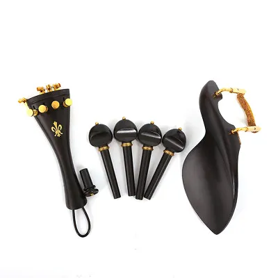 1set Violin Kit Accessories 4/4 Ebony Violin Tailpiece Peg Chin Rest Fine Tuner • $26