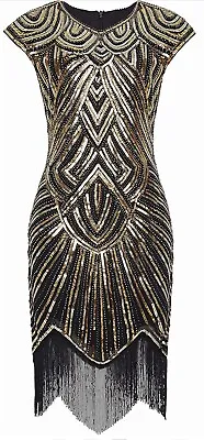 Women Dress SZ Small  Beaded Fringed 1920s Great Gatsby Party Prom Wedding NWT • $14.99