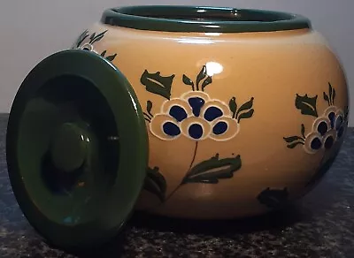 £18.99 • Buy ANTIQUE LOVATT LANGLEY MILL ART NOUVEAU POTTERY TOBACCO JAR GREEN GLAZED Flowers