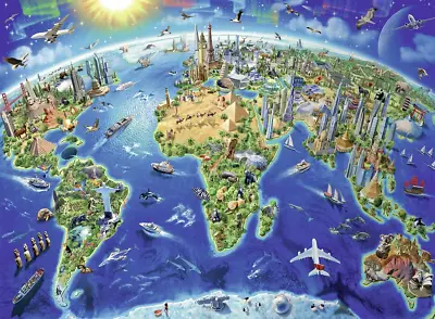 Ravensburger -World Landmarks Map - 300 Piece Jigsaw Puzzle For Kids – Every Pie • $26.47