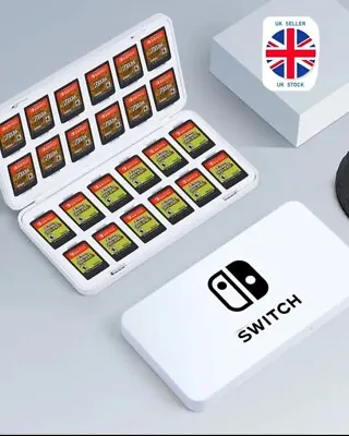 Nintendo Switch Game Cartridge Storage Case 24 Card Holder Box White • £8.90