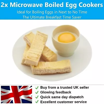 2x Microwave Boiled Egg Cooker Poacher Easy Quick Boil Microwavable Cooking Tool • £5.95