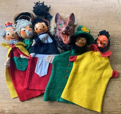 Vintage German Hand Glove Puppets Sonneberger Little Red Riding Hood & More • £15