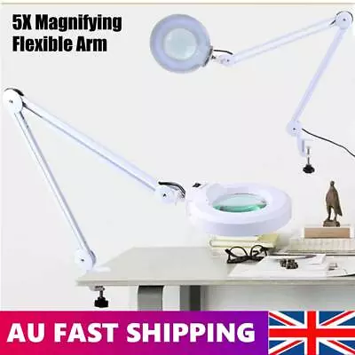 5X Magnifying Lamp LED Desk Table Glass Magnifier Light Craft Reading W/ Clamp • $40.99