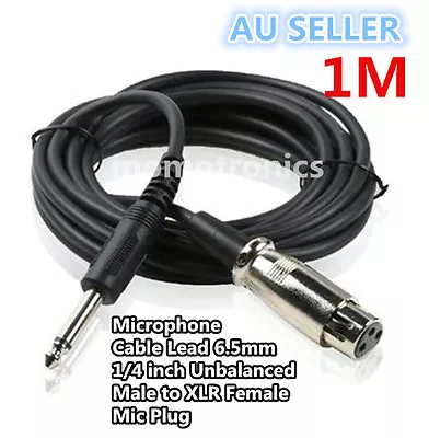 1m 6.35mm Mono Male To XLR Female Cable (CS13) Microphone Lead 1/4 Unbalanced • $7.25