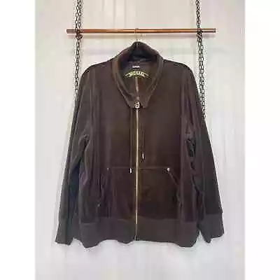 Michael Kors Brown Velour Zip Up Jacket Mock Neck Women’s Plus Size 2X • $35