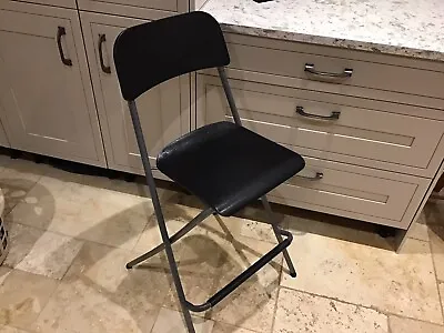 IKEA Black A Gray Foldable Bar Stool With Back Rest • £40