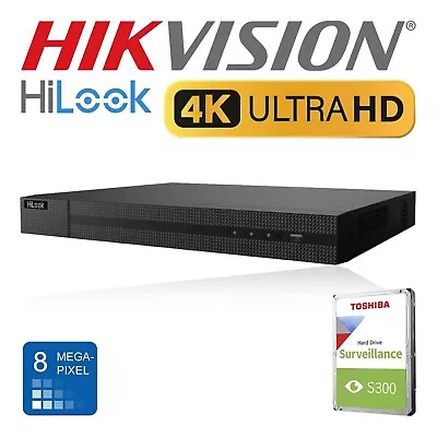 Hikvision Hilook Recorder 8mp Dvr 20u 4-8-16 Channel 4k Hd Cctv Security System • £295