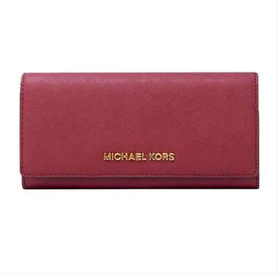 NWT Michael Kors Jet Set Travel Large Carryall Leather Wallet - Cherry • $59