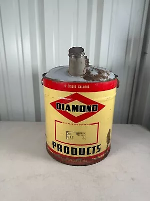 Vintage Diamond Motor Oil Can Metal 5 Gallon Drum Made In USA Gas Oil W/ Spout • $199.99