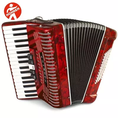 Hohner Hohnica 1305 34 Key 5 Switch Piano Accordion - Red + Gig Bag And Straps • $909