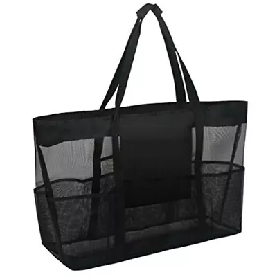 XL Mesh Beach Tote Bag With Zipper And Pockets Extra Large Swim Pool Bag • $12.99