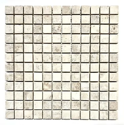 1X1 Beige Tumbled Rounded Edge Wall Mosaic Marble Tile Backsplash Bath Kitchen • $14.99