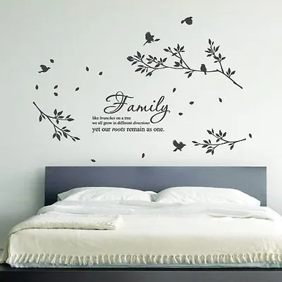 Family Tree Birds Flower Art Wall Stickers Quotes Floral Garden Home Wall Decals • £29.27