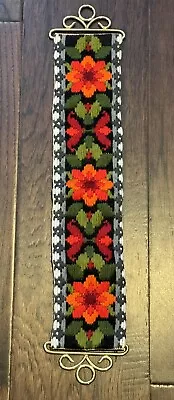 Vintage Scandinavian Style Bell Pull Needlework Wall Hanging Floral Design Retro • $24.95