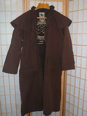 Vintage Sidney Oilskin Long Coat Brown With Riding Cape Size XL 4 Pockets • $89.97