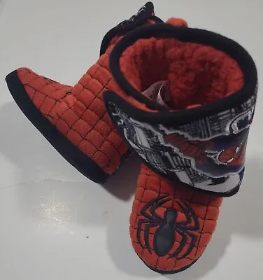 Marvel Spider-Man Toddler Slipper Boots -Size 9/10- Rubber Tread  Excellent • $14.99