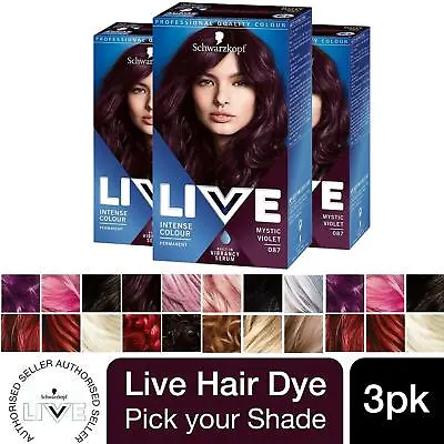 £17.99 • Buy 3pk Schwarzkopf Live Intense Colour Permanent Or Semi-Permanent Hair Dye
