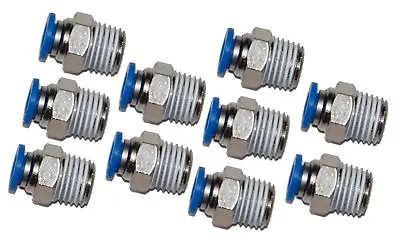 10 Pieces Pneumatic 1/4  Tube X 1/4  NPT Male Connector Push To Connect Fitting • $9.55