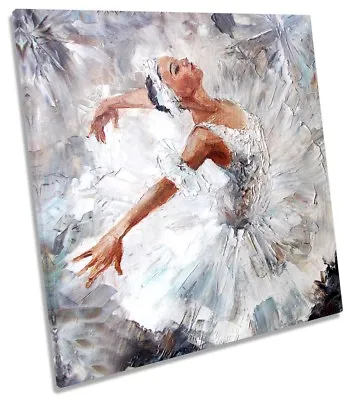 Ballerina Dancer Paint White CANVAS WALL ARTWORK Square Art Print • £26.99