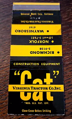 Vintage Matchbook: Caterpillar Virginia Tractor Co Richmond-Norfolk VA • $5.99