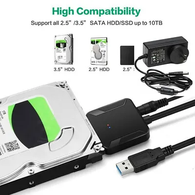 $8.95 • Buy USB 3.0 To 2.5  3.5  Inch SATA HDD SSD SATA Adapter Hard Drive Cable 22Pin UASP