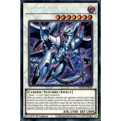 Cyberse Quantum Dragon MP20-EN018 Yu-Gi-Oh! Card Prismatic Secret Rare • £4.95