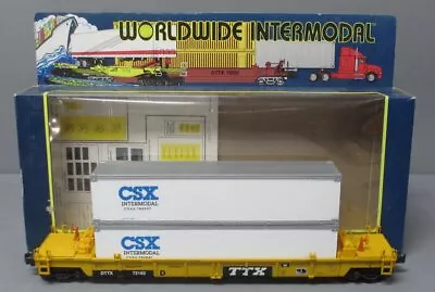 K-Line K779204 O Gauge DTTX Deep Well Thrall Car W/ 40' CSX Containers LN/Box • $65.99