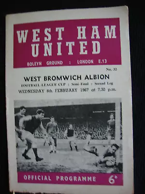 1966/7 West Ham Utd V WBA Football League Cup Semi-Final 2nd Leg • £2.99