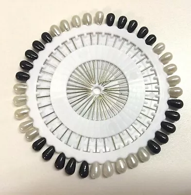 Hijab Scarf Pearl Pins Wheel Craft Tailor Sewing Hat Multi Use DIY White&BLACK • £4.19