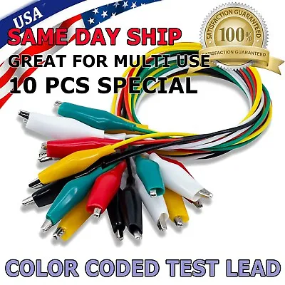 $5.95 • Buy 10PCS Double-ended Crocodile Clips Cable Multimeter Alligator Test Probe Leads