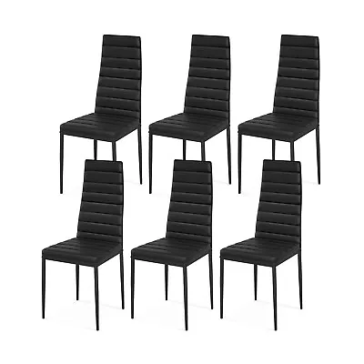 Set Of 6 Dining Chair Metal Legs Kitchen Dining Room Seat W/High Backrest Black • $149.99