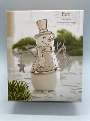 $22 • Buy Pier 1 Snowman In Original Box / White And Silver Figurine