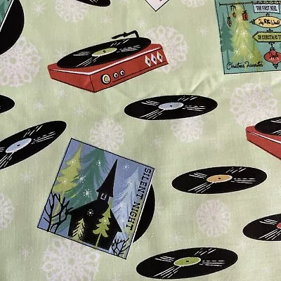 Twelve Joys Of Christmas Music Vinyl Record Cotton Quilting Fabric Sherri Berry • $17.49