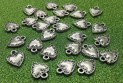 Tibetan Silver  Heart  Charms Jewellery  Card Making DIY Bracelets UK Seller • £2.11