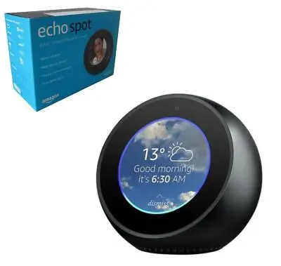 Amazon Echo Spot Smart Alarm Clock Screen With Alexa Speaker - Black • £47.90