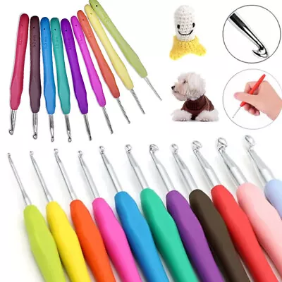 £5.99 • Buy Crochet Hooks Set Soft Grip Handles Knitting Needles Multi Color Aluminium 9Pcs
