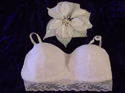 New Look White Wire Free Padded Lace Overlay Longline Strapless Bra 10 • £14.99