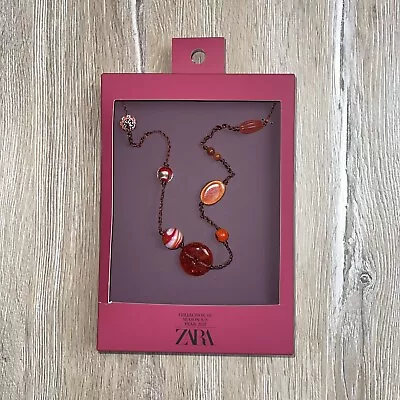 ZARA Women’s Glass Necklace Limited Edition Brown Style 4736/906 • $44.88